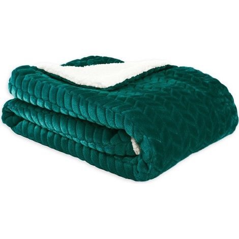 Plaid Chevron-sherpa, verde l.130 x L.170 cm Centrale Brico