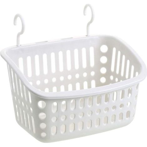 pièce - Panier de rangement - Étagère de rangement en plastique suspendue - Petit panier de rangement - Avec crochet - Convient pour le montage mural dans la cuisine, la salle de bain et le rangement (1/5)