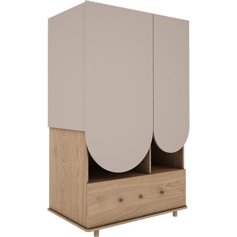 Armadio 2 ante 1 cassetto Bloom beige e marrone 177cm (1/5)