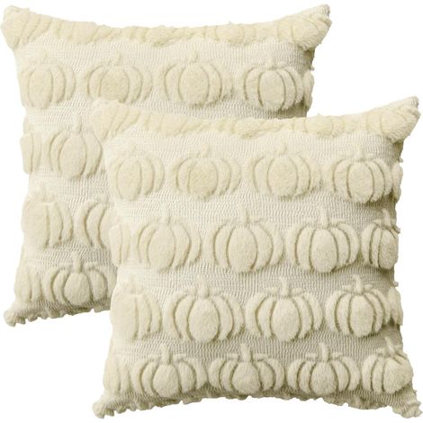 Housses Coussin Automne Beige Fourrure Citrouilles 45x45cm - MMCD-ZGL-05336 (1/5)