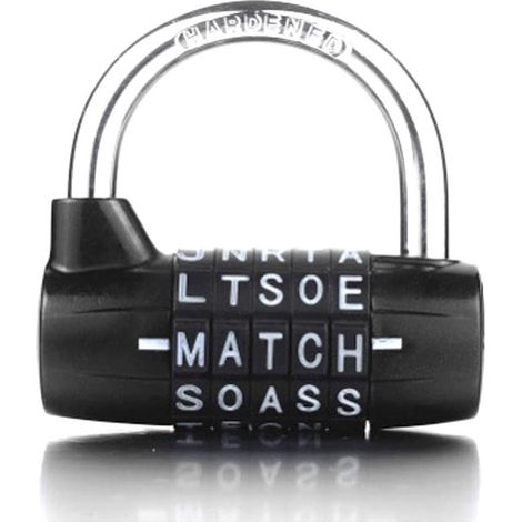 Cadenas à combinaison à 5 cadrans, noir 5 Letters Lock Code Lock Large Gym Cabinet Locker Room Prop Padlock 5-Dial Combination Padlock, Black (1/5)