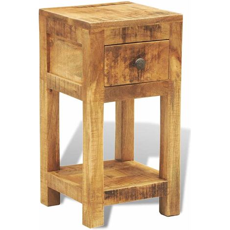 vidaXL Mesita de noche con 1 cajón de macera maciza de mango (1/2)
