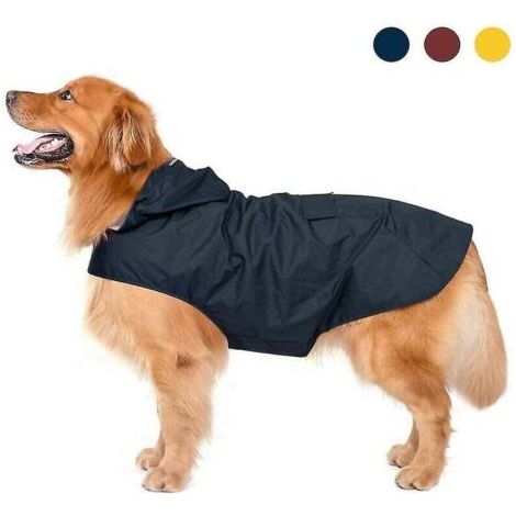 BUNTHAUS Imperméable à capuche extra large pour chien avec bandes réfléchissantes Veste de pluie pour chien 100 % imperméable