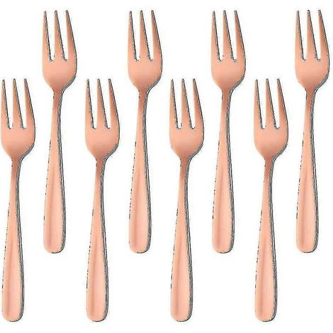 Teegabeln, kleine Dessertgabeln, Kuchengabeln, Edelstahl, Schwarz, 8 Stück (Farbe: Roségold) (1/5)