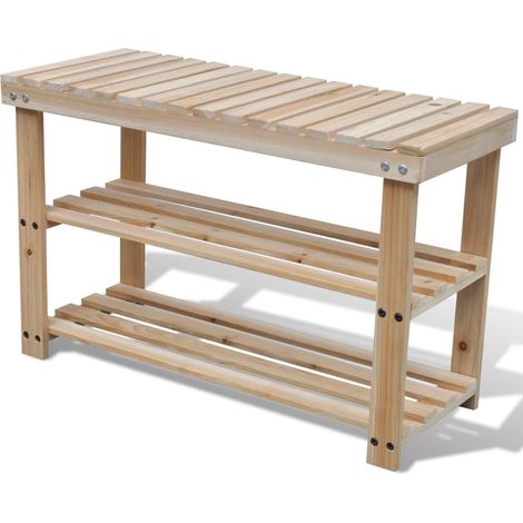 vidaXL Scarpiera 2 in 1 con Panca in Legno Massello di Abete (1/4)