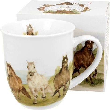 Taza de porcelana de 400 ml con caballos al galope - Mundo animal / Animales (1/5)