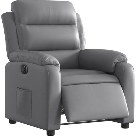 Poltrona reclinabile elettrica molto comoda per TV in PVC grigio DEC028387