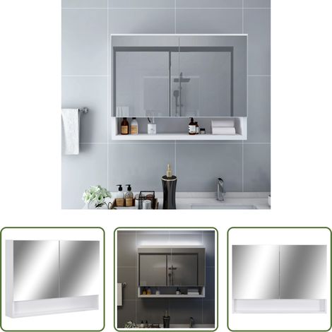 vidaXL LED-Kosmetikspiegelschrank - LED-Bad-Spiegelschrank Weiß 80x15x60 cm MDF (1/5)