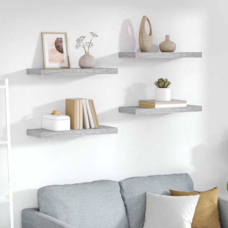 Estantes flotantes pared 4 uds MDF gris hormigón 60x23,5x3,8 cm vidaXL