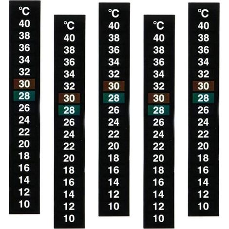 5 pièces température Autocollant adhésif thermomètre Bande Aquarium thermomètre Autocollant thermomètre Celsius Affichage-Ywey (1/5)