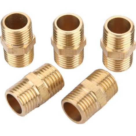 Raccord de tuyau en laiton 1/2" - Mamelon hexagonal - Accessoires de connexion pour tube d'eau (5 pièces) (1/5)