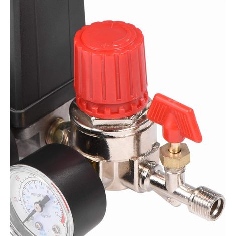 Druckschalter-Steuerung für kleine Luftkompressoren – 15 A, 240 V AC – Einstellbares Luftdruck-Regelventil – 4-Port-Kompressorschalter