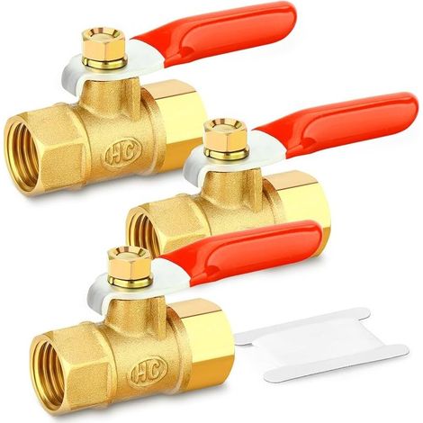 3PCS 1/4 Inch Brass Mini Ball Valve Shut Off Switch, 1/4 Inch FBSP Thread Pipe Fitting (1/4)