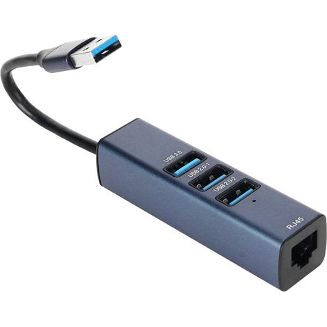 Adaptateur USB vers Ethernet 4 ports 100 Mbps/5 Gbps, hub USB
3.0 en alliage d'aluminium pour ordinateur portable, ordinateur de bureau et tablette.