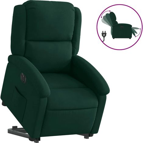 Maison Exclusive - Poltrona Alzapersona Reclinabile Elettrica Verde Scuro Velluto