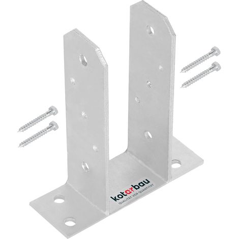 Kotarbau – Support de poteau en U 70 mm à visser – Plaque de base 160x60 mm – Galvanisé à chaud – Pour structures en bois