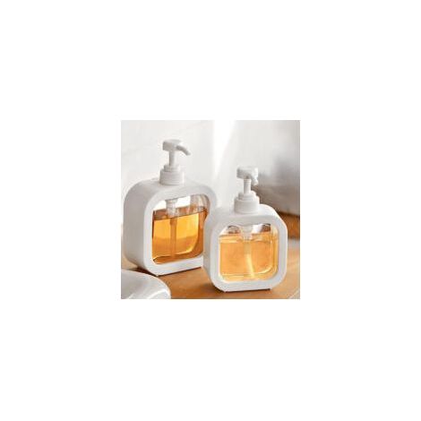 Distributeur de savon rechargeable pour cuisine et salle de bain, avec bacs étanches, distributeur de liquide, 300 ml, 2 pièces (1/5)