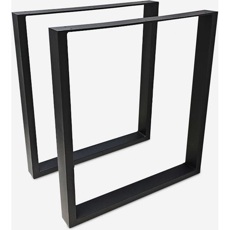 2er Set rechteckige Tischbeine 65x71cm Metall schwarz Industriestil Quill