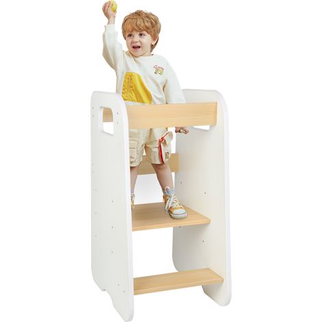 Tour d'Apprentissage pour Enfant-Barre de Sécurité-80x50x40cm-blanc (1/5)