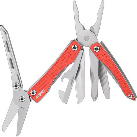 Outil Multifonctionnel 10 en 1, Porte-clés EDC avec Couteau de Poche, Pince, Décapsuleur, Ciseaux, Tournevis pour Camping, Cadeaux Pour Homme (1/5)