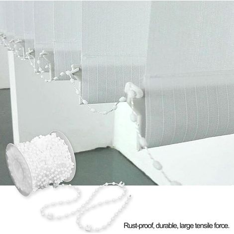 Accessoires pour rideaux : chaîne à billes de 127 mm, lot de 12 m, pièces de rechange et d’usure pour le bas des rideaux verticaux. (1/5)