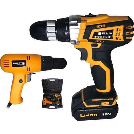 2 trapani trapano avvitatore a doppia batteria + trapano elettrico 710w IW017 (1/5)