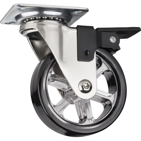SO-TECH Design Möbelrolle RAPID Rollen-Ø 75 mm schwarz mit Bremse Tragkraft 35 kg