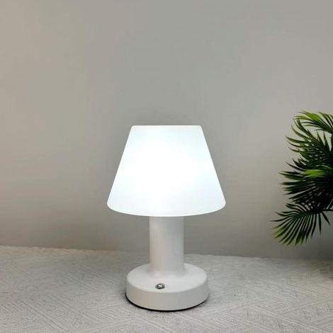 Petite lampe de table sans fil de champignons Contrôle tactile 3 couleurs Lampe rechargeable plissée de base métallique d'éblouissement sans pas pour table de nuit-T-shaped White Mushroom (1/5)