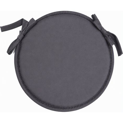 Coussin de chaise rond en mousse épaisse diamètre 30 cm, coussin de tabouret en tissu avec attaches, gris clair (1/5)