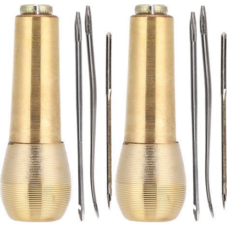 Set mit 2 Kupfergriffen, Ahle, Lochzange, konischer Lederschuhreparaturwerkzeug-Set, Nadeln, Bastelbedarf (1/5)