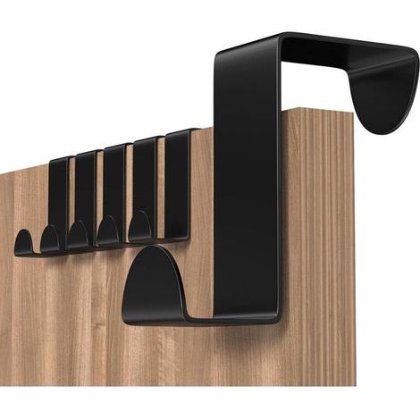 Door Hook, 6 Pieces Coat Rack for Door Stainless Steel Coat Hook for Standard Door, Drawer, Cupboard Wardrobe, for Kitchen Bathroom Bedroom, Black (1/4)