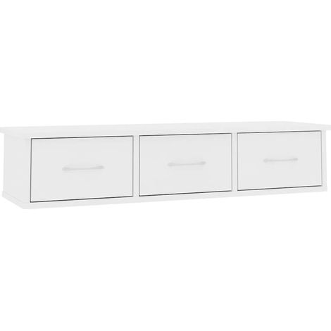 Maison Exclusive - Wand-Schubladenregal Weiß 88x26x18,5 cm Holzwe (1/5)