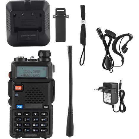 Talkie‑Walkie Professionnel 5W UV‑5R Double Bande VHF UHF Radio Transceiver Portable Chargeur EU 100‑240V