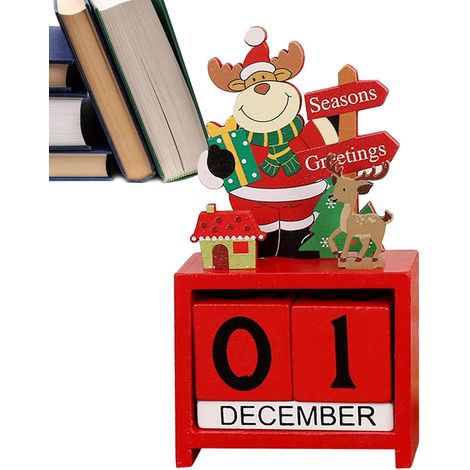 Calendrier de l'Avent générique en bois, bloc calendrier de l'Avent, décoration de bureau pour la maison (1/5)