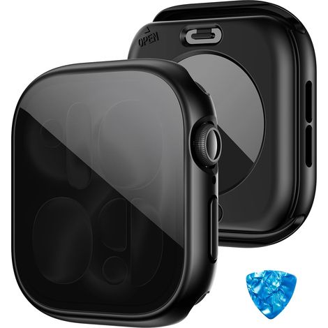 [2 en 1] Étui étanche pour Apple Watch Series 11/10 46 mm Protecteur d'écran, Coque de Protection 360° en Verre trempé, Pare-Chocs Avant et arrière pour iPhone Watch 46 mm Noir antireflet