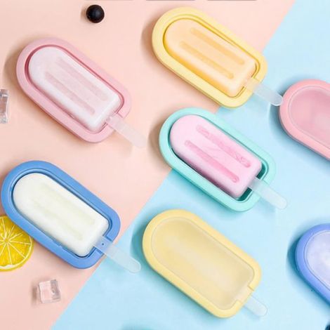 Moules À Glace, 4 Pcs Moules À Glace Silicone, Glace Maison Popsicle With Plastic Sticks Reusable Ice Moulds Popsicle, Pour L[F25] (1/5)