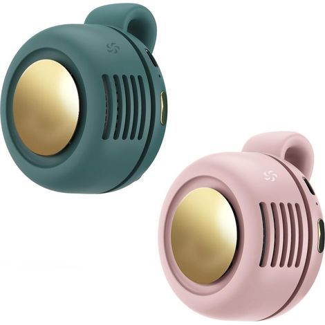 2 Mini Ventilateurs Pince Sans Pale, Ventilateurs Portables Rechargeables pour Bureau et Voyage,Rose et vert (1/5)