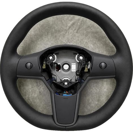 Volante riscaldato, in pelle PU, diametro 14,5 pollici, compatibilità: Tesla Model 3/Y (2017-2023), funzione riscaldamento: sì, installazione plug-and-play (1/5)
