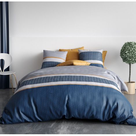 Housse de couette 260x240 ZANTE + 2 taies coton 57 fils (1/5)