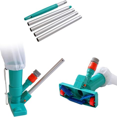 Mini aspirateur à jet de spa de piscine amélioré avec brosse, sac, tige télescopique à 5 sections et poignée (1/2)