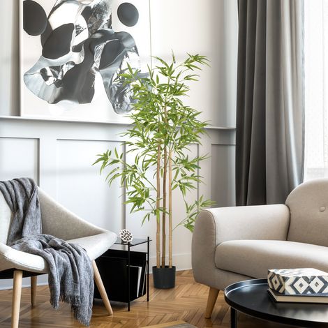 Plante artificielle Bambou arbre artificiel hauteur 180 cm avec pot, décoration interieur, très réaliste (1/5)