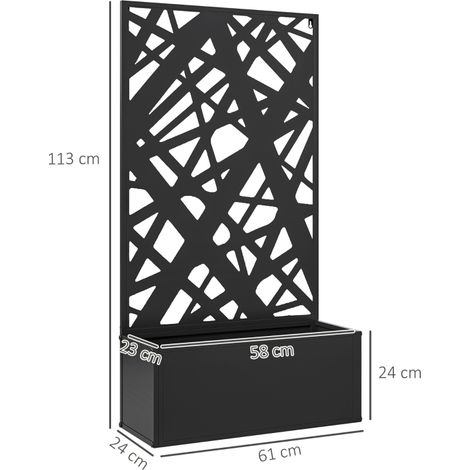 Jardinière brise-vue paravent treillis plantes grimpantes 61x23x113cm (1/5)