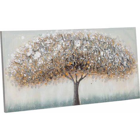 Cuadro pintado a mano con relieve marrón 50x100x3 (1/5)