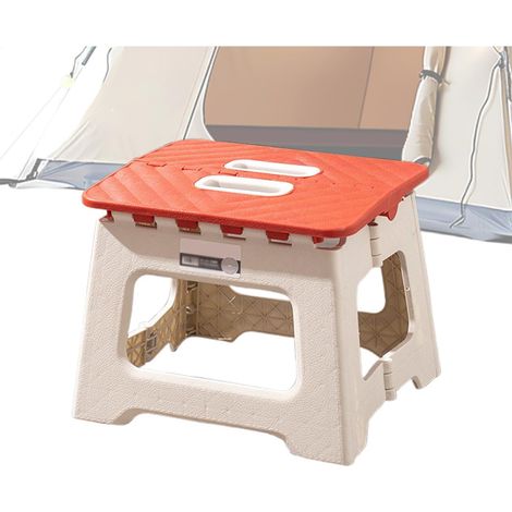 Tabouret Pliant en Plastique Portable, Chaise de Pêche de Plein Air, Orange, Grand (1/4)