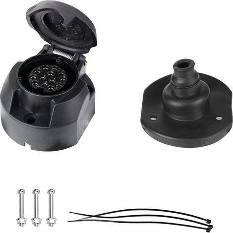 Prise Remorque 13 Broches avec Joint en Caoutchouc, 12V Étanche Connecteur Prise Remorque Femelle, pour Caravane RV Voiture Bateau (1/5)