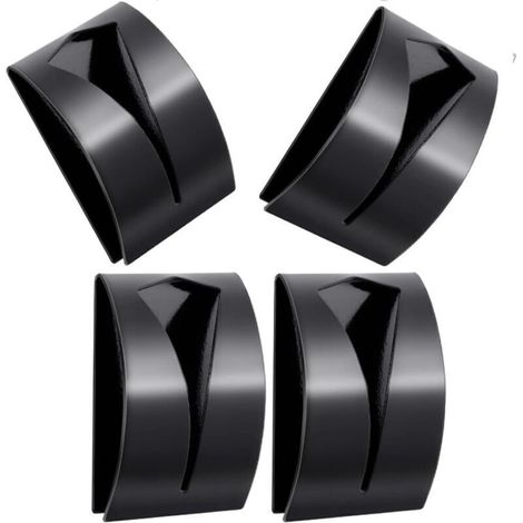Lot de 4 pinces à serviettes autocollantes en acier inoxydable - Pour salle de bain et cuisine - Pas de perçage nécessaire (noir) (1/4)