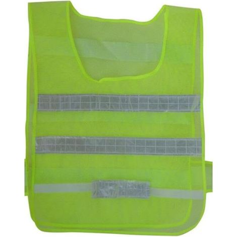 Gilet de sécurité jaune avec double bandes réfléchissantes horizontales, gilet fluorescent haute visibilité, vêtements en maille réfléchissante pour la protection de transition routière
