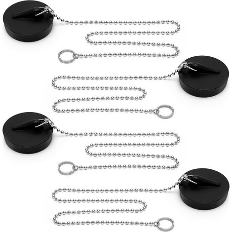 Ensemble bouchon de vidange d'évier,bouchon de baignoire avec chaînette, bouchon de baignoire universel avec chaînette en acier (1/5)