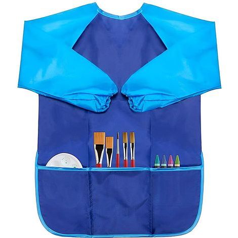 Tablier de peinture en nylon imperméable avec manches pour enfants de 8 à 10 ans avec manches et 3 poches utilisé, pour la peinture d'art scolaire la cuisine etc - L (1/5)