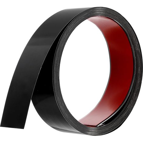Moulures Décoratives Autocollantes en Acier Inoxydable, 5m X 4cm Noir Garniture de Moulure Murale Autocollante avec Finition Miroir avec des Sacs et des Cartes pour Mur, Sol (1/5)